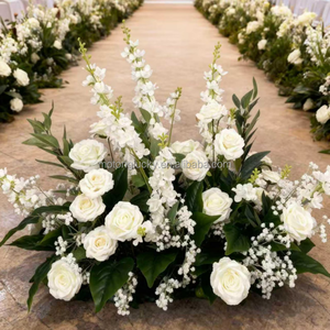 Arrangements floraux de style <span class=keywords><strong>jardin</strong></span> 50 cm, fleurs artificielles vert émeraude au toucher réel, centre de table en rangée de fleurs, fleurs d'allée de mariage, couleur terre cuite - Product Image 5