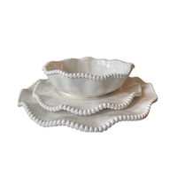 Nouvel Ensemble de Vaisselle en Mélaminé Italien Blanc, Grande Taille, Personnalisé, pour le Service, Bols Modernes en Crème Perle Solide, Gravure sur Plastique, Vente en Gros