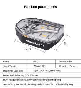 ضوء تحذير وتنقل للطائرات بدون طيار Ulanzi <span class=keywords><strong>DR</strong></span>-01 مع مصدر ضوء أحمر وأخضر وأبيض، مرئي بزاوية 360 درجة - Product Image 4