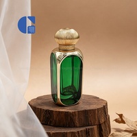 Botella de Perfume Árabe de Lujo de 100 ml, Marco Hueco Chapado en Oro, Tapa de Cúpula Acanalada, Envase de Vidrio Premium para Fragancias