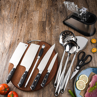 Ensemble de couteaux de cuisine en acier inoxydable 5CR15MOV, vente en gros, 10 pièces, avec support à couteaux, en stock