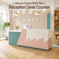 Comptoir de réception moderne et durable en bois pour maternelle, éducation préscolaire, garderie, centre commercial, hôtel, personnalisable