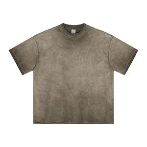 เสื้อยืดแขนสั้นลำลองย้อนยุคไซส์ใหญ่พิเศษผ้าคอตตอน100% สำหรับผู้ชายซักเป็นกรดสำหรับ250GSM โลโก้ออกแบบได้ตามต้องการ - Product Image 2