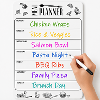 Planificateur de repas magnétique effaçable à sec pour réfrigérateur A4 (8,5x12 pouces) Tableau de menu hebdomadaire en papier Tableau blanc magnétique pour réfrigérateur