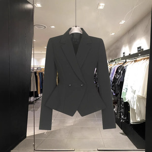 <span class=keywords><strong>Blazer</strong></span> <span class=keywords><strong>Corto</strong></span> da <span class=keywords><strong>Donna</strong></span> alla Moda con Orlo Irregolare, Stile OL, Slim Fit, Doppiopetto, per Abbigliamento da Lavoro - Product Image 2