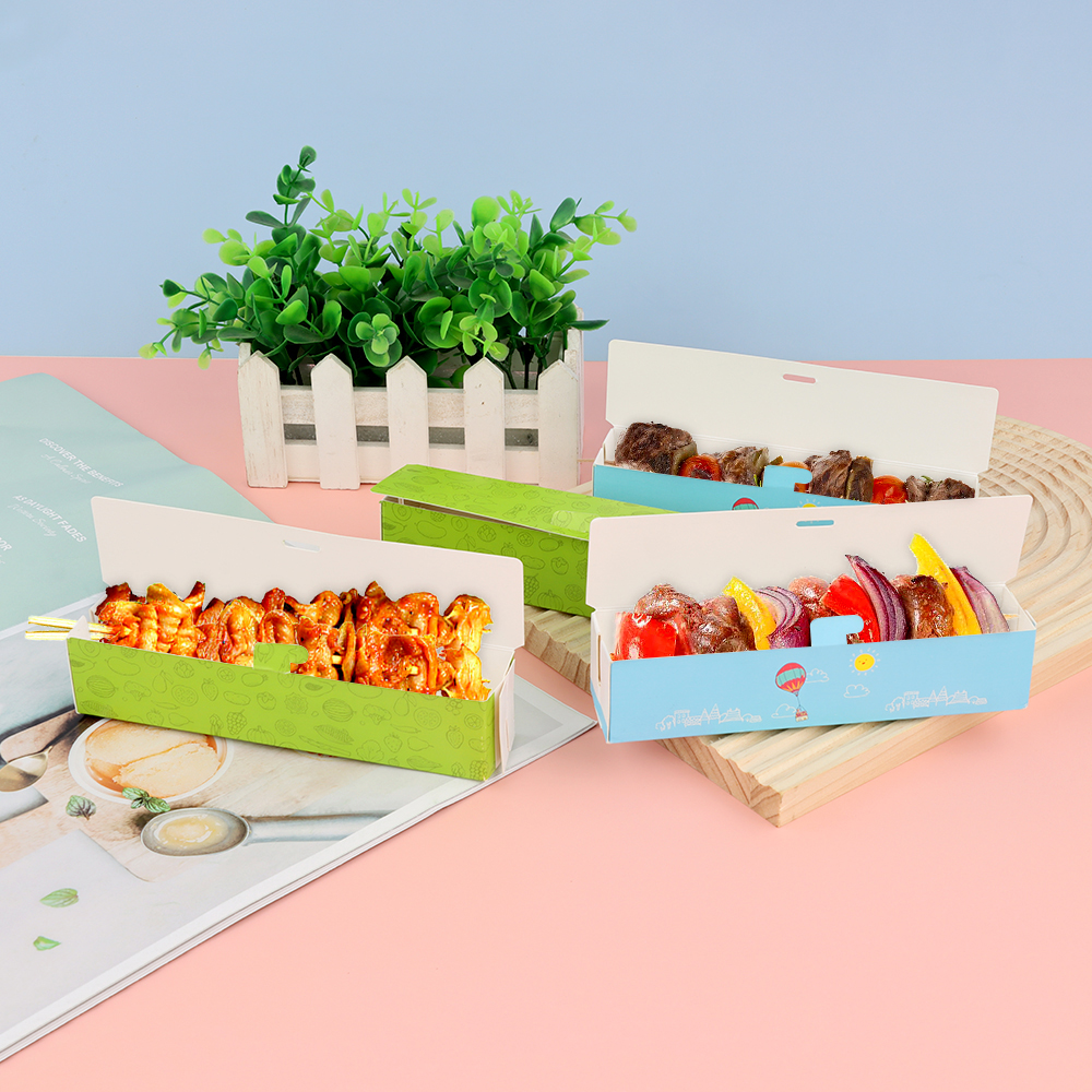 Clamshell Hot Dog Snack Packaging Box Disposable Corn Dog Paper Box Hot Dog Tray Customized Food Custom Rigid Boxes Paperboard