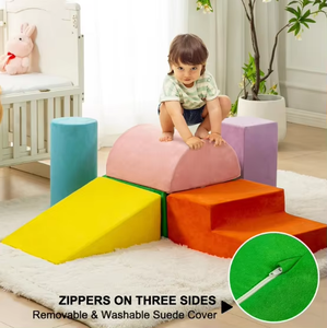 6 Pieces Colorful Soft Foam Climbing Blocks Play Gym Set For <b>Toddlers</b> Indoor Plush Safety Steps With Ramp And Platform - Product Image 4