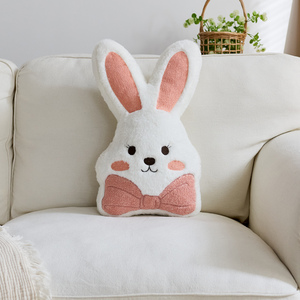 Housse de coussin décorative <span class=keywords><strong>en</strong></span> peluche lapin de Pâques, motif floral <span class=keywords><strong>en</strong></span> faux <span class=keywords><strong>lin</strong></span> doux et luxueux, amovible et lavable, décoration moderne pour la maison, pour enfants - Product Image 2