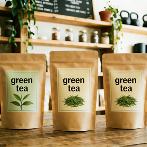 Sachets Doypack Personnalisés Anti-Odeur avec Fermeture Ziplock et Lignes <span class=keywords><strong>de</strong></span> Déchirement, Sacs en Papier Kraft ou Sacs d'Emballage pour Thé Vert - Product Image 1