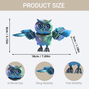 Modèle de personnage en plastique imprimé en 3D, figurine d'oiseau hibou personnalisée, collectionnable, éducative, articulée, jouet anti-stress pour le jeu et la décoration - Product Image 3