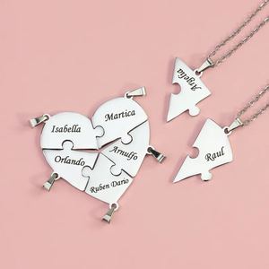 Collier personnalisé de Puzzle de cœur en acier inoxydable, collier de famille de Puzzle personnalisé de meilleurs amis - Product Image 6