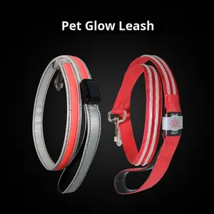 बाहरी कुत्ते ने ठोस चलने वाले चमकदार लीश पालतू पॉलिएस्टर रात चेतावनी पुल स्ट्रैप पैडड विस्फोट-प्रूफ भीड़ का नेतृत्व किया - Product Image 2