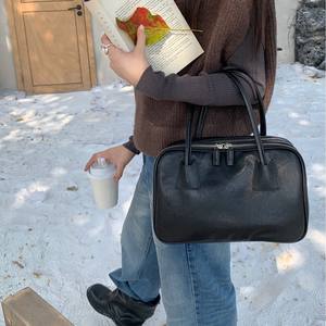 กระเป๋าถือหนังแท้สำหรับผู้หญิงแฟชั่นลำลองคุณภาพสูงหนังวัวกระเป๋าบอสตันความจุขนาดใหญ่กระเป๋าสะพายสตรี - Product Image 2