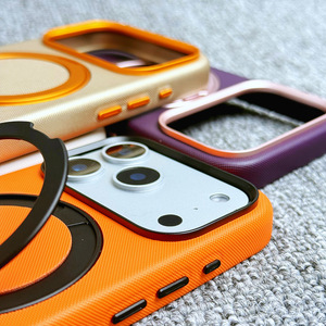 เคสโทรศัพท์ iPhone แบบหมุนได้ 360 องศา พร้อมกรอบแม่เหล็ก ฝาหลังลายทอ ปุ่มกรอบกล้องโลหะ ป้องกันการกระแทก - Product Image 2