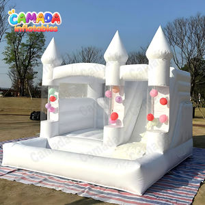 Château gonflable <span class=keywords><strong>avec</strong></span> ballons flottants, trampoline gonflable blanc <span class=keywords><strong>avec</strong></span> toboggan et <span class=keywords><strong>piscine</strong></span> à balles, équipement de location - Product Image 3