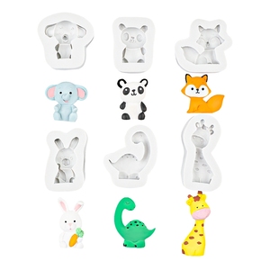 รูปร่างการ์ตูนสัตว์ป่า: ช้างยีราฟกระต่ายขนมอบเค้กซิลิโคนตกแต่ง - Product Image 6