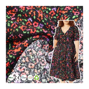 Kadın elbise için yeni varış yumuşak yüksek kaliteli Polyester baskılı çiçek triko kumaş