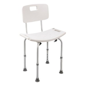 Shower Stool With <b>Backrest</b> Aluminum Alloy Non Slip Adjustable Height For Elderly And Pregnant Women White - Product Image 4