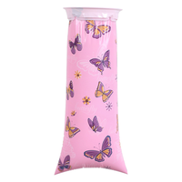 Sac à vomir jetable 1000 ml, imprimé papillon rose, sac anti-émése en PE vierge avec fermeture à pression, anti-fuite, pour le mal des transports et les nausées