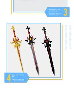 Ensemble de 3 épées en mousse PU de 31,50'' et 39,37'', réalistes, souples, résistantes, légères, flexibles, accessoires de cosplay pour enfants, épées en jouet en vrac - Product Image 2