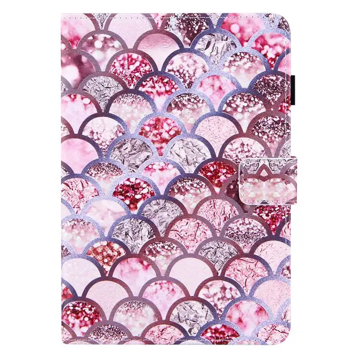 Capa de couro para iPad mini 6 2021, carteira de mármore com flores e balanças borboletas, capa com função de despertador e dormir automático, moda fashion