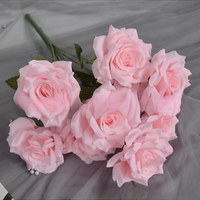 9-Köpfiger Blumenstrauß aus Seidenrosen, Handgefertigte Realistische Kunstblumen im Modernen Stil, Langlebig, aus China, für Muttertag, Weihnachten, Ostern