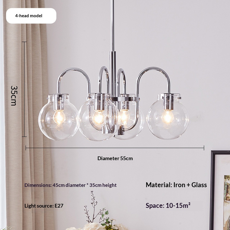 Argentato, 4 teste, diametro 55 cm.