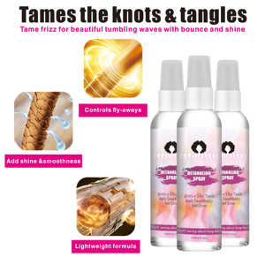 Spray Desenredante para Cabello Natural y Orgánico al por Mayor OEM, Spray Anti-Frizz, Hidratante y Brillante, Acondicionador sin Enjuague para Cabello Rizado, MOQ - Product Image 6