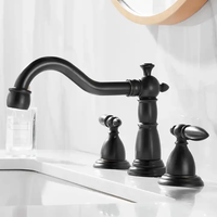 Robinet de lavabo antique à double poignée en laiton mitigeur d'évier de salle de bain de haute qualité
