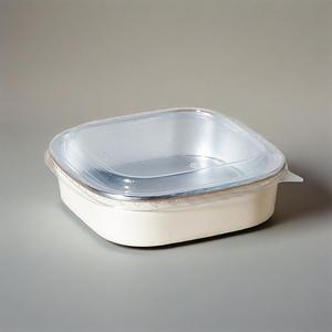 Bol en papier argenté de taille personnalisée 750 ml 1000 ml, bol en papier rectangulaire carré jetable, récipient alimentaire pour le déjeuner avec couvercle - Product Image 2