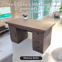Bureau d'ordinateur modulaire extensible en bois massif EFS, pré-assemblé, panneaux en bois, couleurs personnalisées, tiroir de rangement pour dossiers
