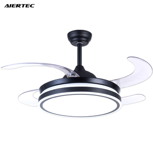 42 ''moderno interior Abs cuerpo negro retráctil Invisible LED candelabro ventilador de techo con luz y control remoto para sala de estar dormitorio - Product Image 1