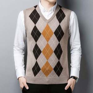 <b>Men's</b> Winter Warm Wool Vest V-Neck <b>Knit</b> <b>Waistcoat</b> Breathable Anti-Wrinkle Windproof Outerwear Cold-Resistant 100% Polyester - Product Image 6