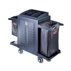 Hotel Housekeeping Carts Trolley Hotel Plastic Housekeeping Trolley Cleaning Carts Service Cart Trolley With Tool Storage