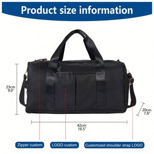 Bolsa de Viaje Deportiva Impermeable Negra con Logotipo Personalizado, Bolsa de Gimnasio, Bolsa de Fin de Semana para Entrenamiento, Bolsa de Viaje para Mujer - Product Image 2