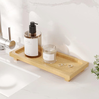 Plateau de rangement en pierre de diatomite à séchage rapide pour lavabo de salle de bain avec cadre en bambou, plateau de bain en diatomite