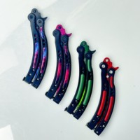 Couteau de chasse pliant multifonction personnalisable, style papillon, sans lame tranchante, très vendu, pour entraînement, camping et survie pratique