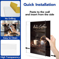 Clip de support de signe acrylique à montage mural en plastique transparent sans perçage 8.5 ''X 11'' support de signe acrylique avec ruban adhésif épaisseur 2.5mm