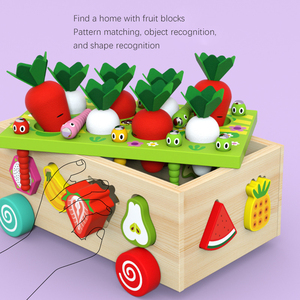 Puzle de madera 3d para niños, carrito educativo temprano, bloques de construcción, juguetes 4 en 1 para atrapar insectos y frutas - Product Image 6
