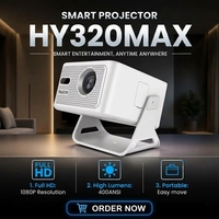 Projecteur HY320MAX 1080P le plus récent, 8K Max, Android 14, projecteur de cinéma maison, mise au point automatique, 400 lumens, projection Full HD