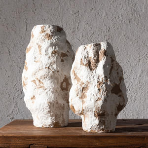 Vaso Cilindrico in Ceramica Fatto a Mano in Stile Cinese Moderno, Design Rustico Effetto Pietra <span class=keywords><strong>con</strong></span> Smalto Opaco per Arredamento Casa, Stile Orientale - Product Image 2