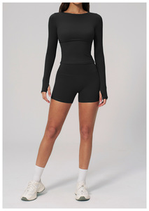 Conjuntos de yoga, mallas deportivas, pantalones cortos ajustados, pantalones rectos, sujetadores deportivos holgados para mujer, camisetas sin mangas, camisetas de gimnasio personalizadas, camisetas de manga larga - Product Image 6