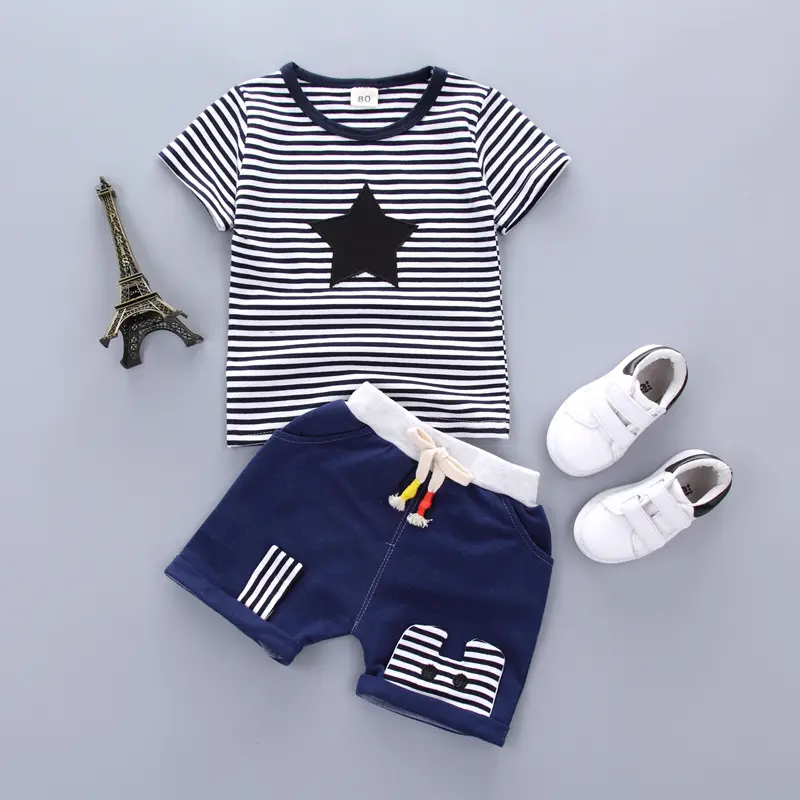 Hao Baby New Boys manica corta bambini Stripe Star Suit Kids Boy Summer Clothing Set