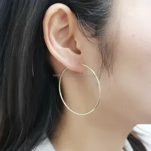 Fashion Design 12mm 30mm 50mm Size Hoop Earrings 14K Real Solid Gold Round Circle Earrings Women Fine Jewelry