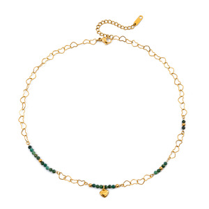 Collar con Colgante de Piedra Natural Verde, Acero Inoxidable con Baño de Oro de 18K, Joyería para Regalo - Product Image 5