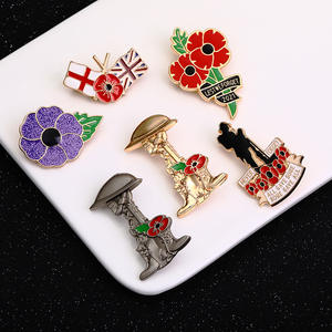 Broche pour femme en alliage plaqué or, motif fleur rouge et violette, pour le Memorial Day, le Jour du Souvenir, les mariages, les fiançailles, épinglette de pavot, cadeau, fête - Product Image 4