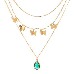 Collier ras de cou pour femme, bijoux plaqués or, cadeau de fête de mariage, pendentif <span class=keywords><strong>en</strong></span> forme de goutte d'eau, perle, plusieurs couches, papillon - Product Image 3