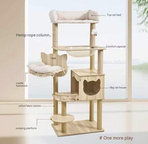 Modern Çevre Dostu Kedi Tırmanma Çerçevesi Ağacı Entegre Yatak Tırmalama Direği Yarım Daire Kedi Evi 4 Katlı Karton 150cm Yüksekliğinde - Product Image 4