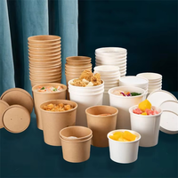 Bols en papier kraft jetables imperméables réutilisables de haute qualité, contenants écologiques pour sushis, aliments chauds/froids, salades - restauration rapide