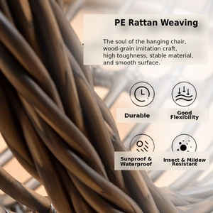 Outdoor Single Coarse Rattan Woven Hanging Egg Chair Carbon Steel <strong>Frame</strong> Swing <strong>Hammock</strong> <strong>for</strong> Patio Balcony Garden Indoor Furniture - Product Image 3